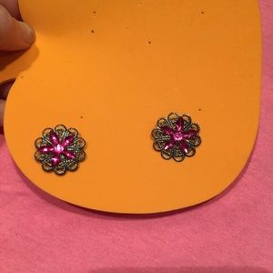 Black & pink earrings NWT